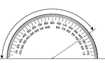 A protractor indicating a measurement of 145 degrees.