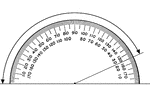 A protractor indicating a measurement of 155 degrees.