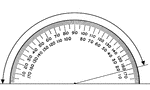 A protractor indicating a measurement of 165 degrees.