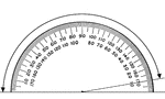 A protractor indicating a measurement of 175 degrees.