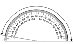 A protractor indicating a measurement of 170 degrees from the right side.