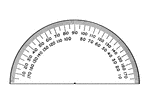 A protractor is a semicircular tool for measuring angles in degrees.