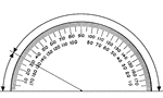 A protractor with 30 and 150 degree suplementary angles indicated.