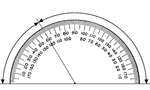 A protractor with 60 and 120 degree suplementary angles indicated.