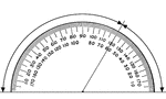 A protractor with 120 and 60 degree suplementary angles indicated.