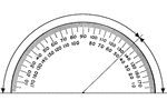 A protractor with 135 and 45 degree suplementary angles indicated.