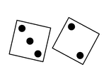 Pair of thrown dice showing a two and a three.