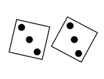 Pair of thrown dice showing two threes.