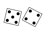 Pair of thrown dice showing a five and a four.
