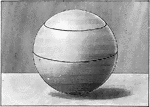 A sphere with arcs drawn.