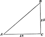 Right triangle with sides 15 and 18.