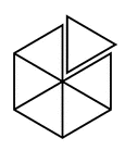 6/6 of a 6 sided polygon with one piece detached