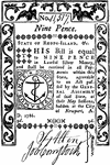 Nine Pence (9 pence) Rhode Island currency from 1786. Image shows an anchor surrounded by the inscription - DOMINE SPERAMUS IN TE