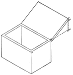 Isometric of a box with a cover.