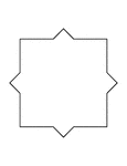 Illustration of an irregular convex polygon with 16 sides that has symmetry. It could be used to show rotation of a square.