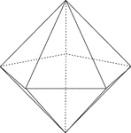 Illustration of a pentagonal bipyramid. A bipyramid, or dipyramid, is formed by joining two congruent pyramids at their bases. The bases in this illustration are pentagons.