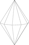 Illustration of a decagonal bipyramid. A bipyramid, or dipyramid, is formed by joining two congruent pyramids at their bases. The bases in this illustration are decagons.