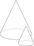 Illustration of 2 right circular cones that are similar.