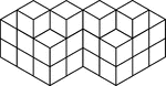 Illustration of 20 congruent cubes stacked in twos and threes. A 3-dimensional representation on a 2-dimensional surface that can be used for testing depth perception and identifying and counting cubes, edges, and faces.