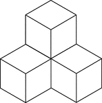 Illustration of 4 congruent cubes stacked in ones and twos. A 3-dimensional representation on a 2-dimensional surface that can be used for testing depth perception and identifying and counting cubes, edges, and faces.