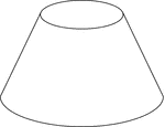 Illustration of a frustum of a right circular cone. When a cone is cut by a plane parallel to the base, the lower part is known as the frustum.