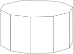 Illustration of a decagonal pyramid that has been cut by a plane parallel to the base. The top section has been removed and the remaining section is known as the frustum of the pyramid.