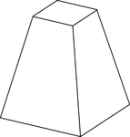 Illustration of a right rectangular pyramid that has been cut by a plane parallel to the base. The top section has been removed and the remaining section is known as the frustum of the pyramid.