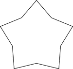 A 5-point star made from a non-regular concave decagon in which all sides are equal in length.