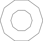 Illustration of 2 regular concentric decagons.