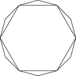 Illustration of a regular hexagon inscribed in a regular dodecagon. This could also be described as a regular dodecagon circumscribed about a regular hexagon.