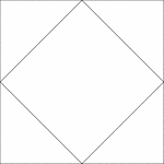 Illustration of a square inscribed in a square. The interior square is rotated 45&deg; in relation to the exterior square.
