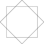 Illustration of 2 congruent squares that have the same center. One square has been rotated 45&deg; in relation to the other.