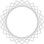 Illustration of 6 congruent squares that have the same center. Each square has been rotated 15&deg; in relation to the one next to it.