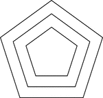 Illustration of 3 concentric pentagons that are equally spaced.