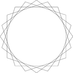 Illustration of 4 regular congruent pentagons that have the same center. Each pentagon has been rotated 18&deg; in relation to the one next to it.