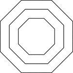 Illustration of 3 regular concentric octagons that are equally spaced.
