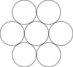 7 congruent circles. 6 of the circles are equally placed about the center circle. The circles are externally tangent to each other.
