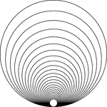 An illustration depicting an infinite sequence of tangent circles with the radius converging to zero. This is often called a Hawaiian earring.