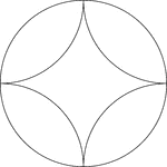 A design created by inscribing 4 congruent tangent arcs in a circle.