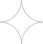 A design created by dividing a circle into 4 equal arcs and reflecting each arc toward the center of the circle. The arcs are inverted.