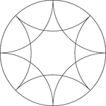 A design created by dividing a circle into 4 equal arcs and creating a reflection of each arc toward the center of the circle. (The arcs are inverted.) The design is then repeated and rotated 45&deg; to create the star-like illustration in scribed in the circle.