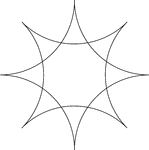 A design created by dividing a circle into 4 equal arcs and reflecting each arc toward the center of the circle. (The arcs are inverted.) The design is then repeated and rotated 45&deg; to create the star-like illustration.