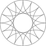 A design created by dividing a circle into 4 equal arcs and creating a reflection of each arc toward the center of the circle. (The arcs are inverted.) The design is then repeated (a total of four times) and rotated 22.5&deg; to create the star-like illustration in scribed in the circle.