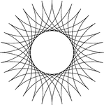 A design created by dividing a circle into 4 equal arcs and creating a reflection of each arc toward the center of the circle. (The arcs are inverted.) The design is then repeated (a total of eight times) and rotated 11.25&deg; to create the star-like illustration.