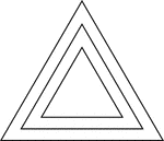 Illustration of 3 concentric equilateral triangles that are equally spaced.