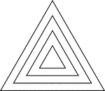 Illustration of 4 concentric equilateral triangles that are equally spaced.