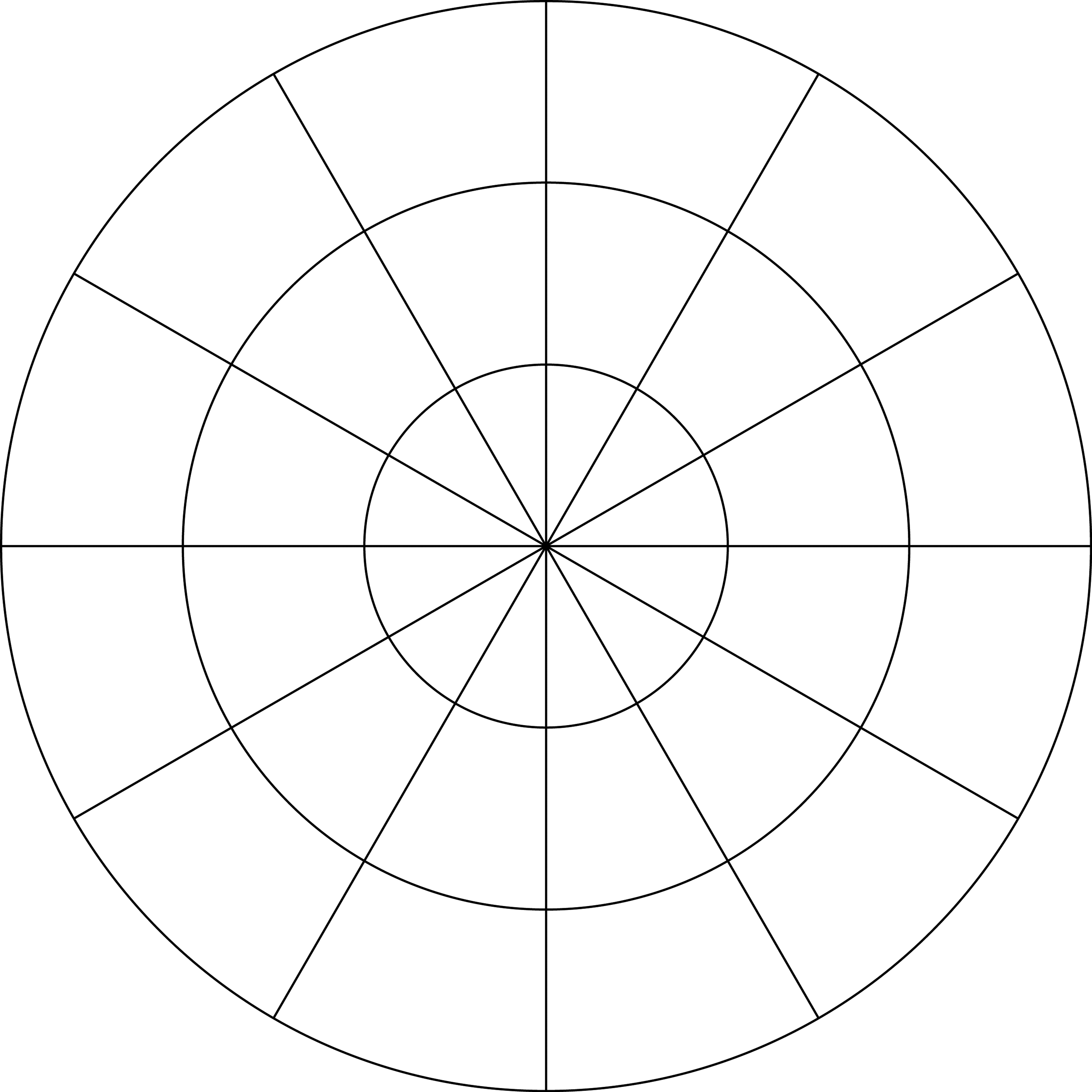 Круг поделенный на 16 частей