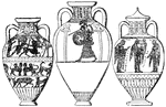 Three Greek amphorae.