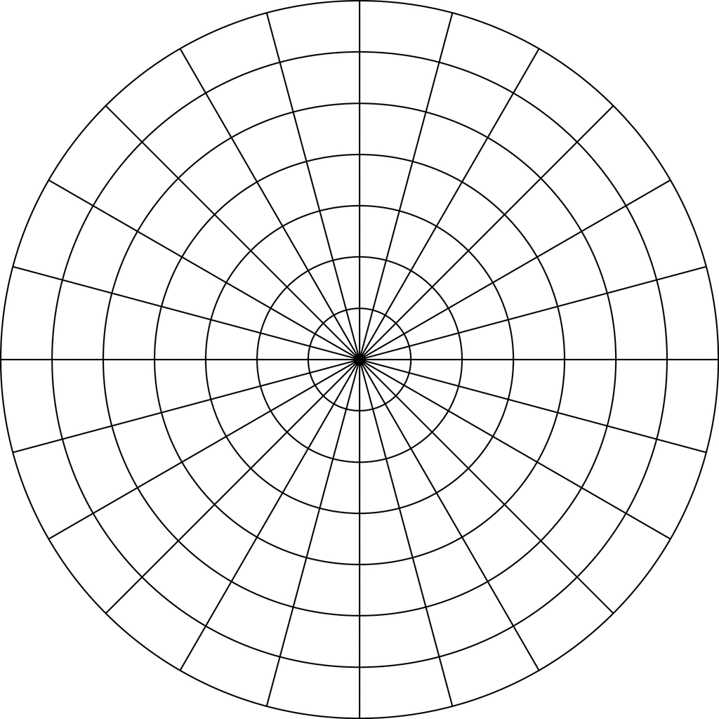 Polar Grid In Degrees With Radius 7 | ClipArt ETC