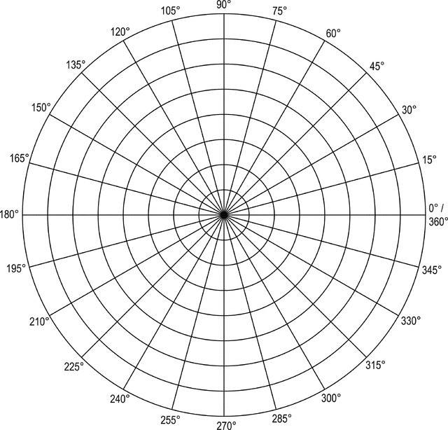 polar grid in degrees with radius 8 clipart etc